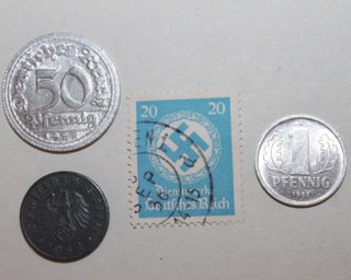 Lote monedas y sello III Reich Alemania