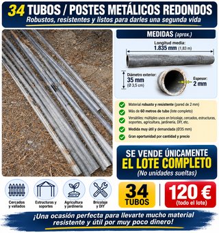 Lote Completo Postes Metálicos Ø35mm x Espesor 2mm