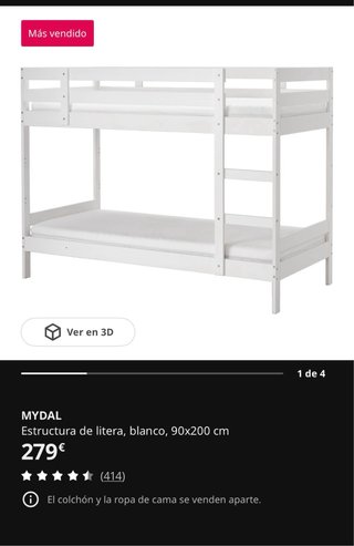 Letto a castello bianco in legno Ikea Mydal NEGOZIABILE