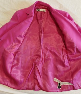 ZARA Buttoned Tailored Blazer Fitted Fuchsia Pink