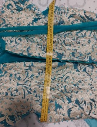 Vestido de fiesta azul verdoso