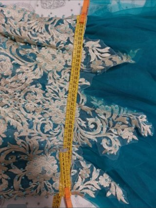 Vestido de fiesta azul verdoso