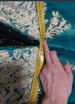 Vestido de fiesta azul verdoso