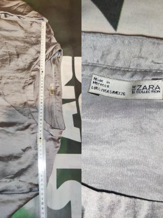 Blusa S Zara Gris satinado