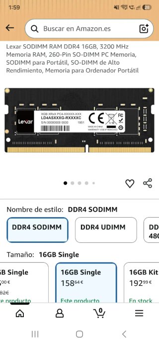 Lexar 16GB DDR4 3200 SO-DIMM Memoria RAM