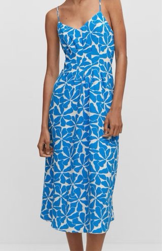 Vestido Mango floral azul y blanco