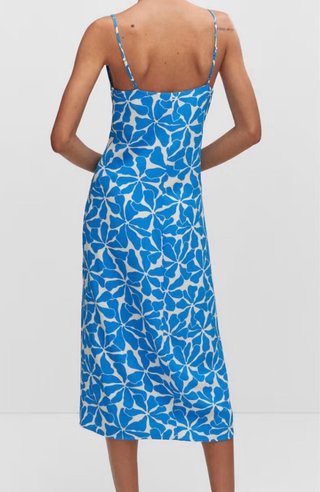 Vestido Mango floral azul y blanco