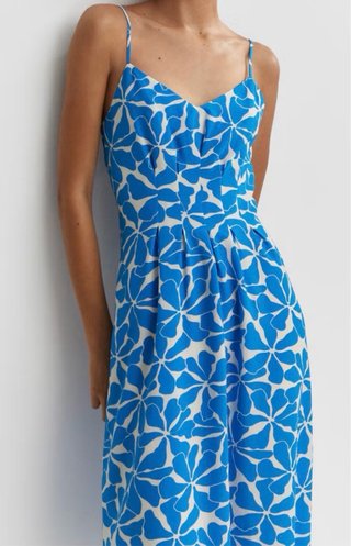 Vestido Mango floral azul y blanco