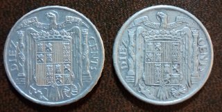 Lote 7 monedas 10 céntimos Franco España