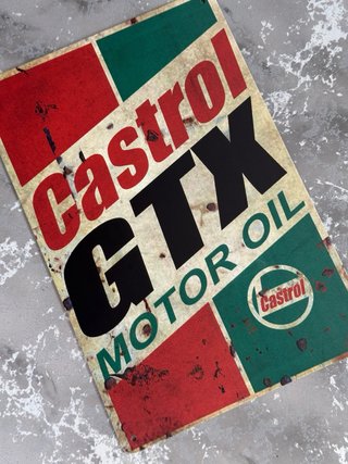 Cartel Metálico Castrol GTX Motor Oil Vintage