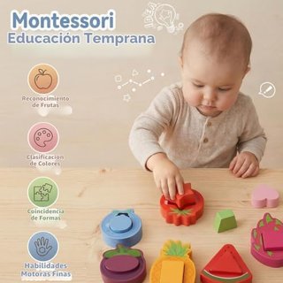 Juguetes Montessori 1 Año de Madera para Encajar y