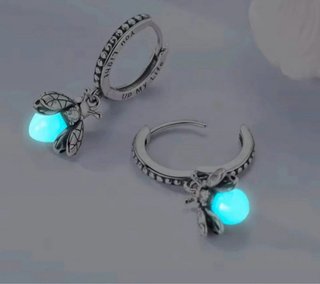 Pendientes Luminosos de Plata Luciernaga