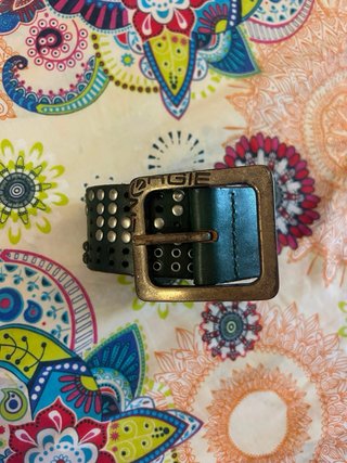 Cintura vintage pelle verde Energie borchie