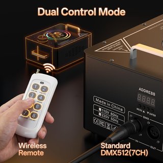 DAZZLINGSTAGE Máquina Humo 1500W 6 LED RGB DMX512