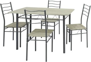 Conjunto Mesa Comedor Roble/Gris y 4 Sillas