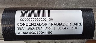 CONDENSADOR / RADIADOR  AIRE ACONDICIONADO SEAT IBIZA (6L1) Cool