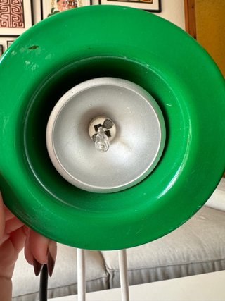 Lámpara de mesa vintage verde y blanca