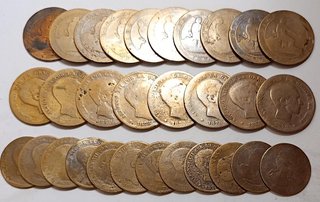 Lote 30 monedas cobre antiguas España