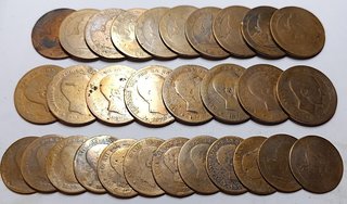 Lote 30 monedas cobre antiguas España