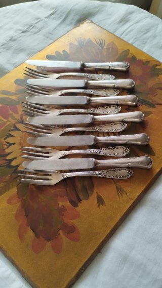 Conjunto cubiertos antiguos de merienda