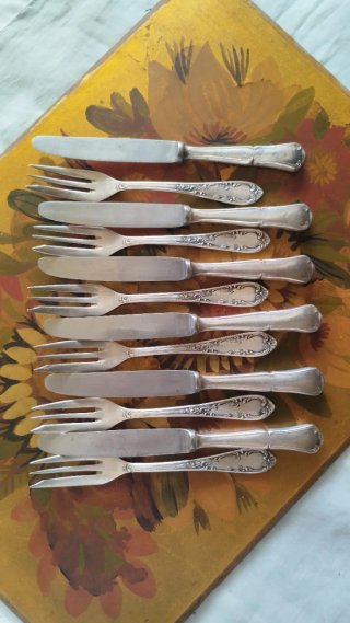 Conjunto cubiertos antiguos de merienda