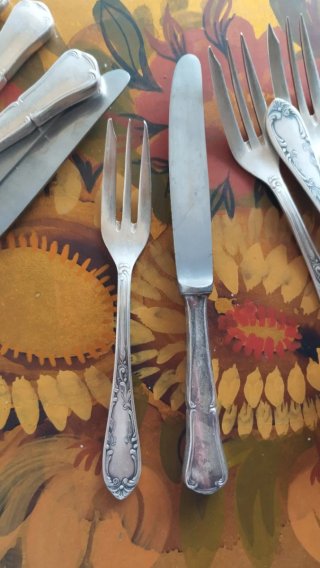 Conjunto cubiertos antiguos de merienda