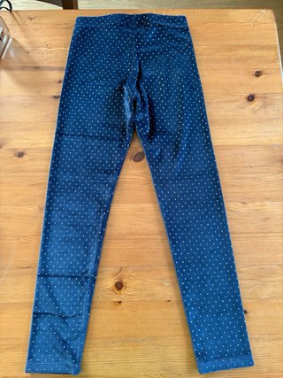 Pantaloni bambina blu pois bianchi