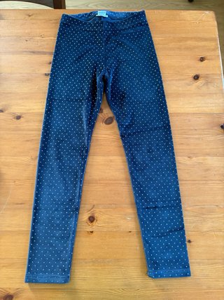 Pantaloni bambina blu pois bianchi