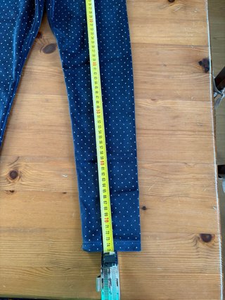 Pantaloni bambina blu pois bianchi