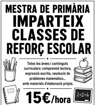 Classes de reforç escolar. Classes particulars.