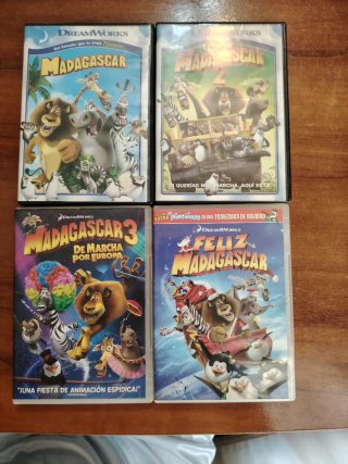 DVDS Madagascar 1, 2, 3 y Feliz Navidad
