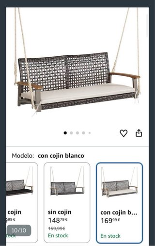 Columpio Ratán con Cojín Beige