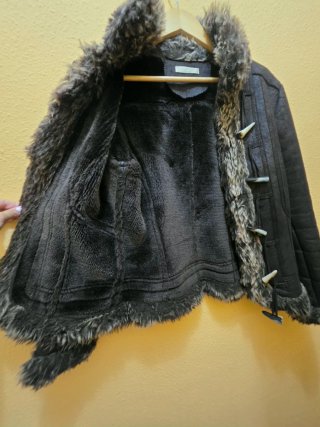 Chaqueta Boho Piel Negra y Marrón