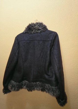 Chaqueta Boho Piel Negra y Marrón
