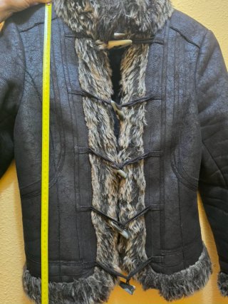 Chaqueta Boho Piel Negra y Marrón