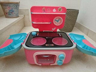 Cocinita portátil, lavadora y tabla de planchar co
