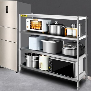 Estante de Almacenamiento, Estantería de Acero Inoxidable de 4 Niveles, Unidad de Estantería de Almacenamiento, Estante de Almacenamiento Pesado de 70.9 x 17.7 x 59.1 Pulgadas, Capacidad Total de ...