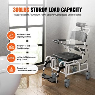 Silla de Ducha 17.5in/44.5 cm Silla de Baño de Aleación de Aluminio para Adultos Discapacitados