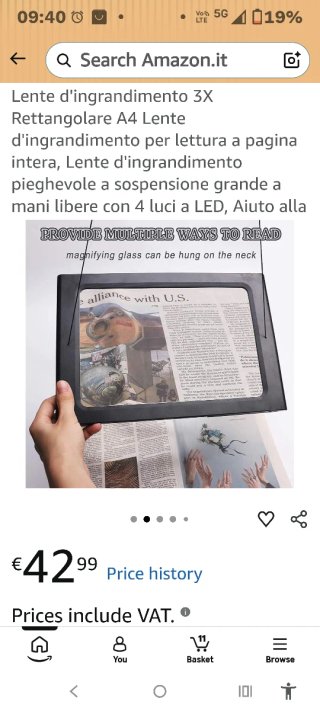Lente d'ingrandimento da tavolo 3x, Nuovissimo.