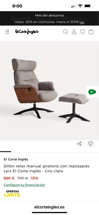 Sillón relax tela y madera