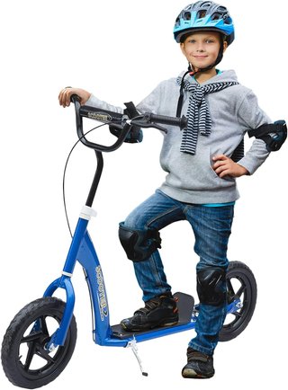 Patinete de 2 Ruedas para Niños de 5 a 12 Años con Freno Trasero y Manillar Ajustable, Patinete de Acero y Plástico, 120X52X80-88 Cm