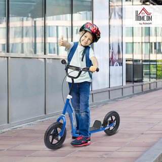 Patinete de 2 Ruedas para Niños de 5 a 12 Años con Freno Trasero y Manillar Ajustable, Patinete de Acero y Plástico, 120X52X80-88 Cm