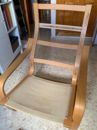 Sillón Poäng Ikea con funda beige/gris
