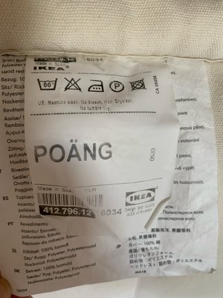 Sillón Poäng Ikea con funda beige/gris