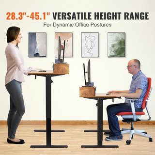 Escritorio Ajustable en Altura, 47.2" x 23.6" Estación de Trabajo Elevadora para Doble Monitor, Tablero de Escritorio de Una Pieza de Sentado a De pie, Marco Doble de Metal Resistente de 3 Modos, ...