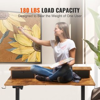 Escritorio Ajustable en Altura, 47.2" x 23.6" Estación de Trabajo Elevadora para Doble Monitor, Tablero de Escritorio de Una Pieza de Sentado a De pie, Marco Doble de Metal Resistente de 3 Modos, ...