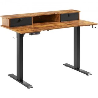Escritorio Ajustable en Altura, 47.2" x 23.6" Estación de Trabajo Elevadora para Doble Monitor, Tablero de Escritorio de Una Pieza de Sentado a De pie, Marco Doble de Metal Resistente de 3 Modos, ...