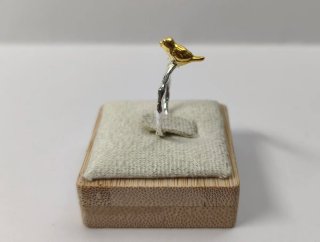 Anillo Plata Pajarito Dorado
