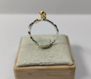 Anillo Plata Pajarito Dorado