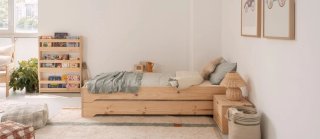 Dos camas tipo Montessori apilable madera